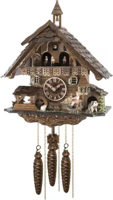 Obrázok produktu pre Engstler - 4835_MT - Kukučkové hodiny - 1-dňový reťazový strojček - orech - s hudbou a tancujúcim párom - 42 cm