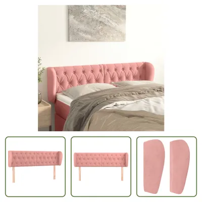 Produktbild von The Living Store Kopfteil mit Ohren Rosa 147x23x78/88 cm Samt