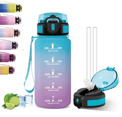 Produktbild von Trinkflasche Kinder 500ml Mujigaga, Wasserflasche mit Strohhalm, Auslaufsicher