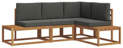 Image de vidaXL Ensemble de canapés d'extérieur avec coussins 4 pièces Nature et Anthracite
