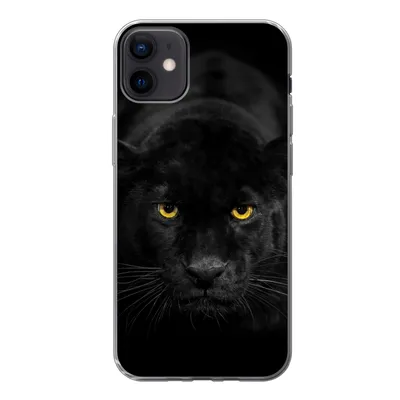 Produktbild von MuchoWow® Handyhülle Schutzhülle Hülle für iPhone 12 mini Leopard - Augen - Schwarz Silikon Softcase Handy Hülle - Bild