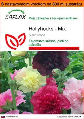 Obrázok produktu pre SAFLAX Garden in the bag - Hollyhocks - Mix - Alcea rosea - 100 Semená - S pestovateľským substrátom v praktickom samostaviteľnom vrecku