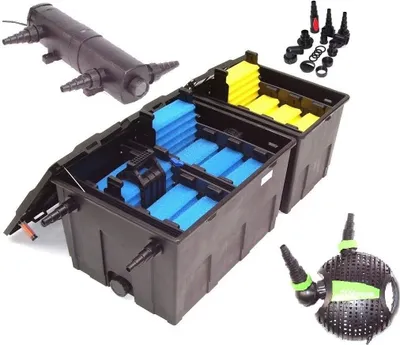 Produktbild von Teichaussenfilter Teichfilter Wasserfilter Teich UVC Lichtfilter AWZ ECO Teichpumpe 90000l + UVC 24 Watt Lichtfilter, Koiteich Algenstop + FilterPumpe 4600 Ltr