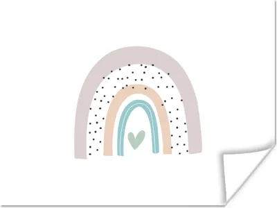 Produktbild von MuchoWow® Poster Regenbogen - Herz - Pünktchen - Kinder - Kinder 120x90 cm - Wandbild