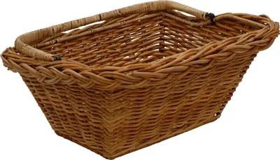 Produktbild von KRINES HOME Retro Fahrradkorb aus echtem Rattan / abnehmbarer Korb für Fahrradlenker mit Halterung und Griff (Natur Braun)