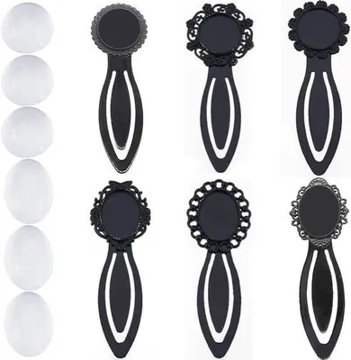 Produktbild von Retro-Bladwijzer-Set aus 12 Stücken - Schwarze Metall-Bladwirker mit Glasdome