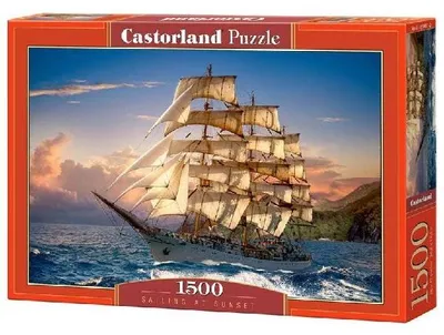 Produktbild von Castorland Puzzles mit 1500 Teilen, Motiv: Segeln bei Sonnenuntergang, Segelschiff-Puzzle, Ozean-Puzzle, Puzzles für Erwachsene, Castorland C-151431-2