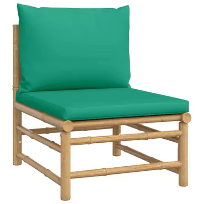 Produktbild von Möbel Garten-Mittelsofa/Gartenmöbel - Outdoor-Lounge - mit Grünen Kissen Bambus - Gartengarnitur - Gartensofas CLORIS4640196