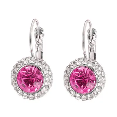 Produktbild von Elegante Damen-Ohrringe mit Strass-Intarsien, rund, baumelnd, Brisur-Ohrringe, Schmuck, Geschenk-Rosenrot