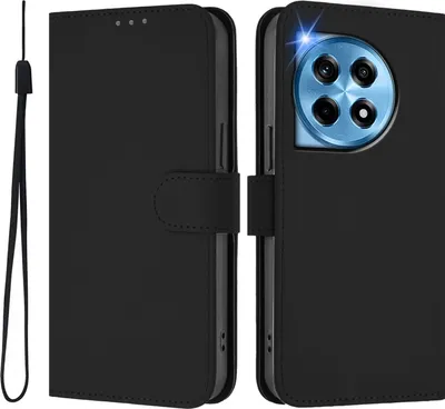 Produktbild von Hülle für OnePlus 12R - Phonesta Soft Skin Book Wallet Klapphülle mit Kordel - Schwarz