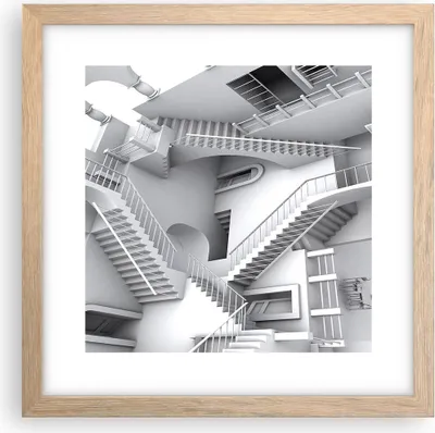 Produktbild von Gerahmtes Poster - Rahmen in heller Eiche - Wissenschaft Illusion Treppen - 30x30 cm - Wand Bild - Wanddeko - Wandbilder - Wandposter - Bilderrahmen - Bilder - Kunstdruck - Wandbild - P2NAC30x30-4277