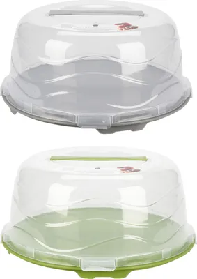 Produktbild von 2x Tortenbehälter Rund mit Deckel & Tragegriff 33 x 16 cm Kuchenbehälter Tortenhaube Kuchenbox Kuchenhaube