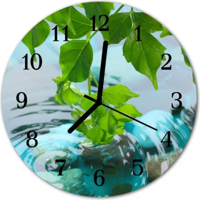 Produktbild von Glasuhr Wanduhr Küchenuhr Echt-Glas 30fi cm Laub grün