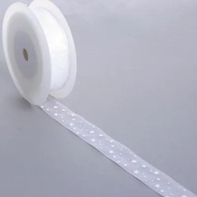 Produktbild von Organzaband mit Sternchen - weiß - 25mm - 25m - 90165 00