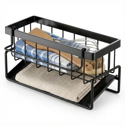 Produktbild von Selbstabführende Spülbeckenablage - Küchenorganizer mit Hakenhalter
