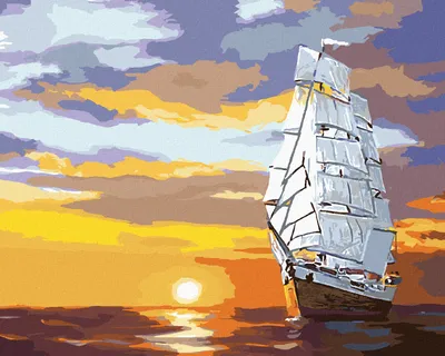 Produktbild von Zuty - Malen nach Zahlen - SONNENUNTERGANG UND SEGELSCHIFFE AUF SEE (D. RUSTY RUST), 40x50 cm, ohne Keilrahmen