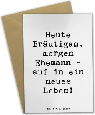 Produktbild von Mr. & Mrs. Panda babykarte Spruch Bräutigam Heute - Weiß - Geschenk, Heiraten, Veränderung, Brautpaar, Grußkarte, osterkarte, Geschenke, zukünftiger Ehemann, Hochzeit