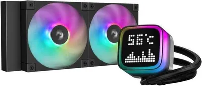 Produktbild von Wasserkühlung AIO, DEEPCOOL LP240, 2x 120mm ARGB Lüfter, Intel LGA1851/1700/1200/115X, AMD AM5/AM4, ARGB Waterblock, Schwarz