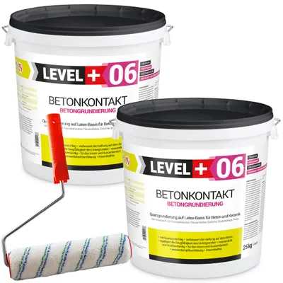 Zdjęcie produktu dla Grunt do betonu Betonkontakt 50kg Grunt pod tynki Grunt szczepny na płyty OSB Level Plus 06 + Wałek Malarski 25cm