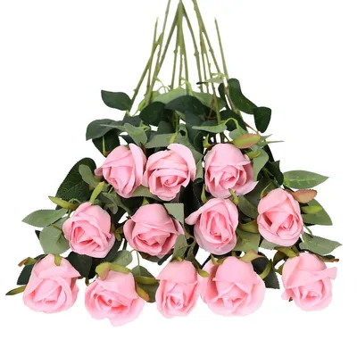 12 Kunstrosen aus Seide, 53 cm, realistisch, rosa
