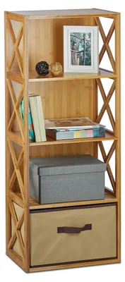 Image de Étagère de salle de bain - Étagère de rangement - Bambou - Naturel - 105 x 42 x 29 cm