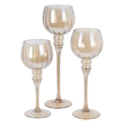 Immagine prodotto di HOME ELEMENTS Candeliere in vetro Ambra, set di 3 pezzi, colore ambra
