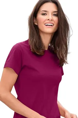 Obrázek produktu pro Jednoduché dámské tričko, 100% bavlna, bez potisku, jednobarevné, 160 g/m2, barva fuchsia red, velikost L
