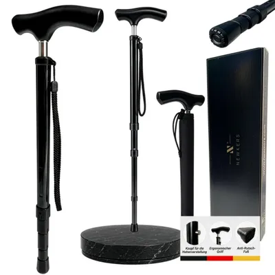 Zdjęcie produktu dla Teleskopowy, składany kijek [wysokość regulowana od 41 do 86 cm], bardzo lekki (300 g), wytrzymały do 150 kg, z antypoślizgową rączką