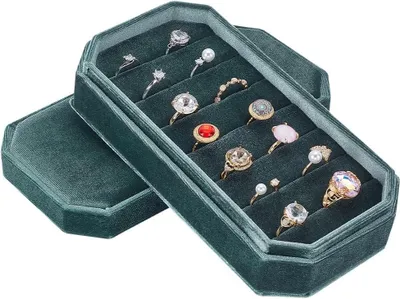 Produktbild von Samt-Organizer für Ringe, Präsentationsbox – Schmuckhalter für Ohrringe und Schmuck