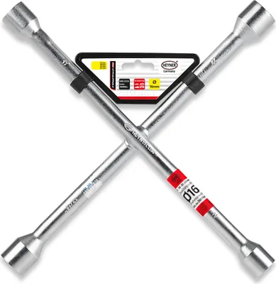 Produktbild von HEYNER® Radkreuzschlüssel Schlüsselweiten 17 19 21 und 23 mm Radmuttern Stahl Kreuzschlüssel Radschlüssel für alle gängigen Pkw