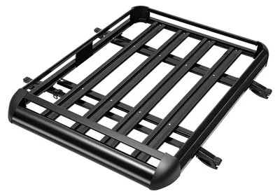 Zdjęcie produktu dla Bagażnik dachowy do samochodu – uniwersalny do SUV-ów – wymiary 127×97 cm – nośność 68 kg – stop aluminium i ABS – wodoodporny i odporny na korozję – czarny