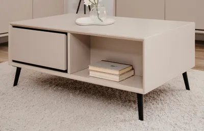 Produktbild von Couchtisch "Brebbia" in sand und schwarz Beistelltisch 94 x 55 cm