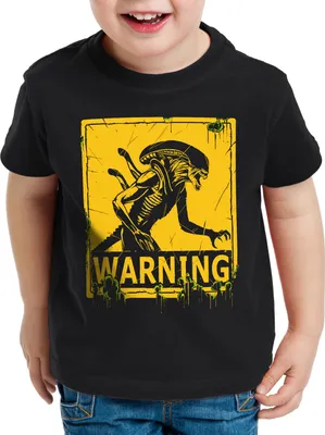 Produktbild von style3 Alien Warning Kinder T-Shirt xenomorph ripley giger