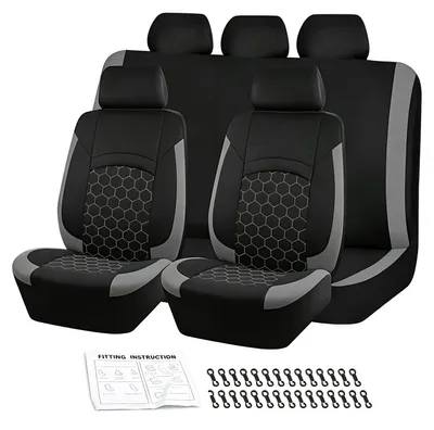 Obrázek produktu pro Univerzální potahy na autosedačky, 9dílná sada chráničů zPolyuretankůže pro přední a zadní sedadla, kompletní sada, kompatibilní s airbagy pro autosedačky, šedá