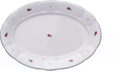 Produktbild von Ovale Schale, 32 cm, rosa Blumen, Porzellan G. Benedikt