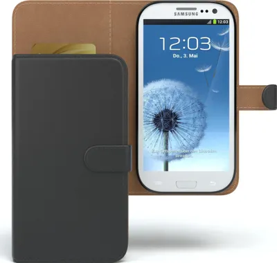Zdjęcie produktu dla EAZY CASE Etui biznesowe do składanego Samsunga Galaxy S3, wysokiej jakości etui na telefon komórkowy ze skóry syntetycznej z uchwytem na kartę