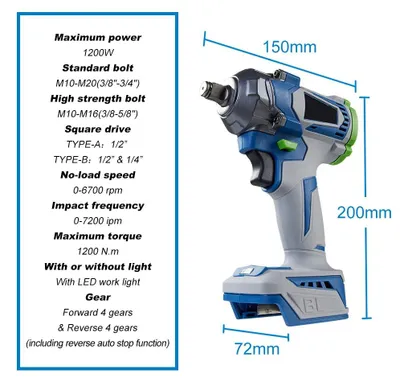Obrázok produktu pre Elektrický rázový skrutkovač - Súprava rázových skrutkovačov - Akumulátorový rázový skrutkovač - Rázový skrutkovač
