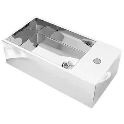 Produktbild von Waschbecken mit Überlauf 49 x 25 x 15 cm Keramik Silbern