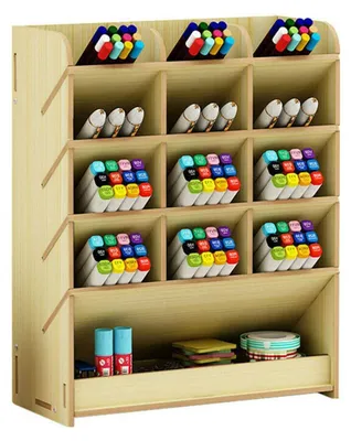 Image de Solidchoice - Organisateur de bureau en bois avec tiroir