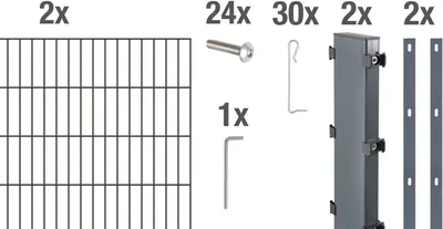Zdjęcie produktu dla Alberts 646271 Przedłużenie do gabionów ogrodzeniowych Step², do zabetonowania, powlekane tworzywem sztucznym, antracytowe, szerokość 200 cm, wysokość 100 cm