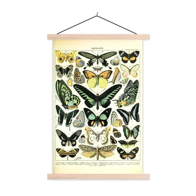 Produktbild von MuchoWow® Textilposter Tiere - Schmetterlinge - Grün 40x60 cm mit holzfarbenen Rahmen - Poster
