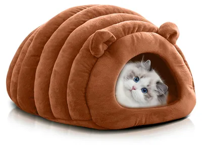 Image de Omgoods - Lit pour chat en forme de maison, 2 en 1 : tente-lit douillet pour animaux de compagnie