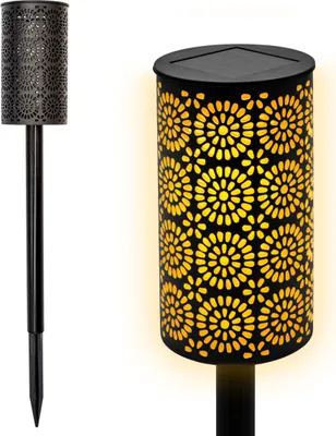 Produktbild von 1.01 LED Solar Fackel in schwarz - 1 Stück / ca. 49 cm - Garten Leuchte mit 12 LED und Flammen Effekt (1 Stück)