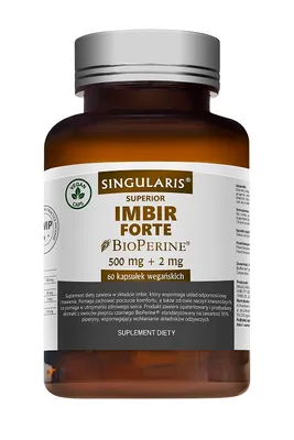 Zdjęcie produktu dla Singularis, Imbir Forte Bioperine 500mg + 2mg, 60 kapsułek