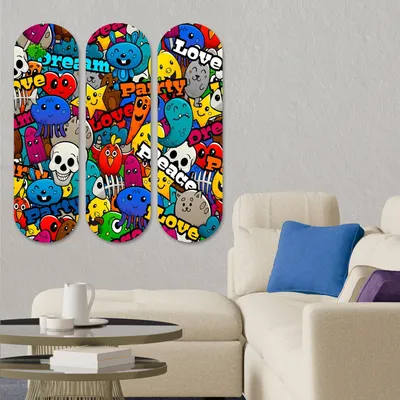 Image de Wallity, 3KY3791, Peinture décorative en MDF (3 pièces), 100 % MDF, multicolore, 20 x 70 cm