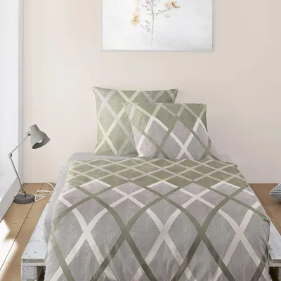 Produktbild von Irisette Edel-Feinbiber Bettwäsche Meran Preston grün 155x220 cm + 80x80 cm