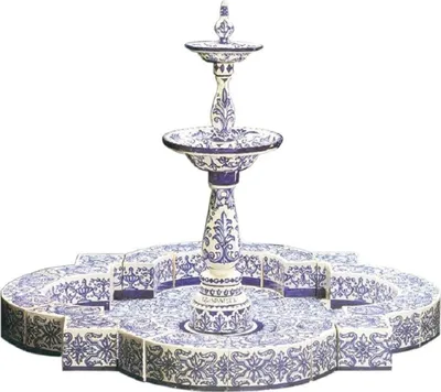 Immagine prodotto di Casa Padrino Luxury Art Nouveau Fountain White / Blue 200 x 200 x H. 155 cm - Fontana da giardino in Vetroceramica dipinta a mano - Accessori per la decorazione del giardino in stile barocco e liberty