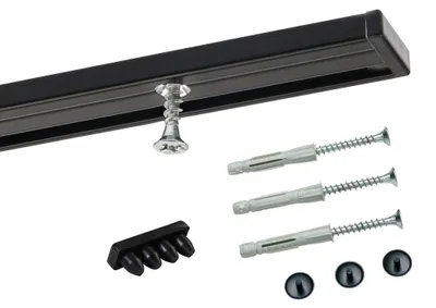 Produktbild von Gardinenschiene Innenlauf auf Maß 1-läufig Schwarz - Serie Minimal – 380cm
