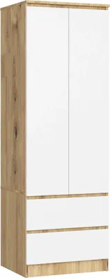 Image de Garde-robe Star S60 2D 2SSK en Chêne Artisan/Blanc - Rangement Élégant 60 cm