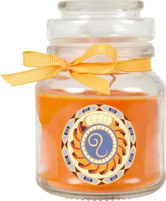 Produktbild von HS Candle "Sternzeichen" Duftkerze  im Bonbonglas ( Löwe ) - viele Motive zur Auswahl, 120g - Brenndauer bis zu 30 Std - Leo